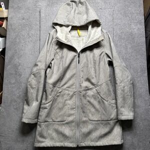 Lole Women's Hooded Longline Fleece Lined Jacket Gray Full Zip Size Large